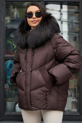 Зимний пуховик зима 2025 коричневый