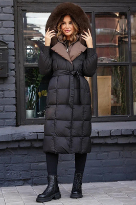 Пуховик зимний с мехом песца Vivilona