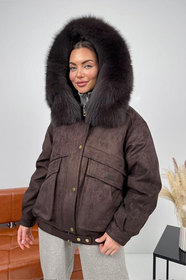 Пуховик оверсайз Pang Million с мехом песца