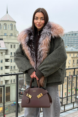 Пуховик Tannossto из кашемира с чернобуркой